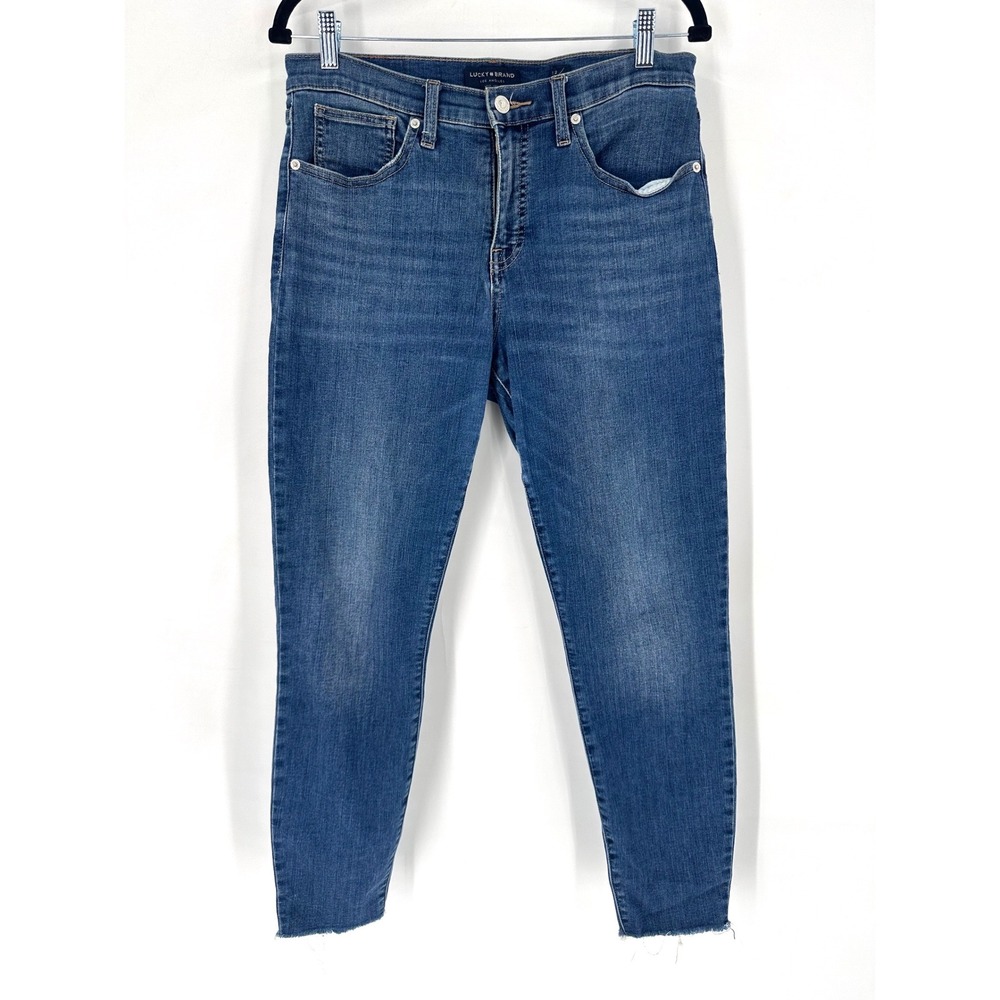 Lucky Brand Ava Mid Rise Super Skinny Jeans Ankle Size 12‎ Raw Hem